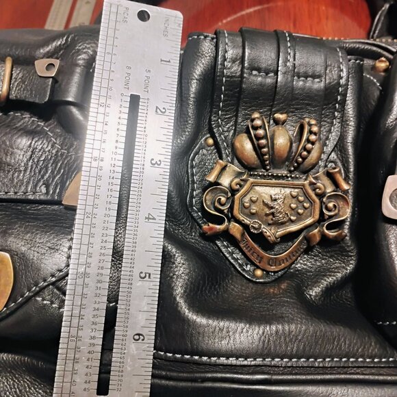 Juicy Couture BLACK LEATHER satchel Logo legacy Bag purse  ICONIC - Picture 6 of 16